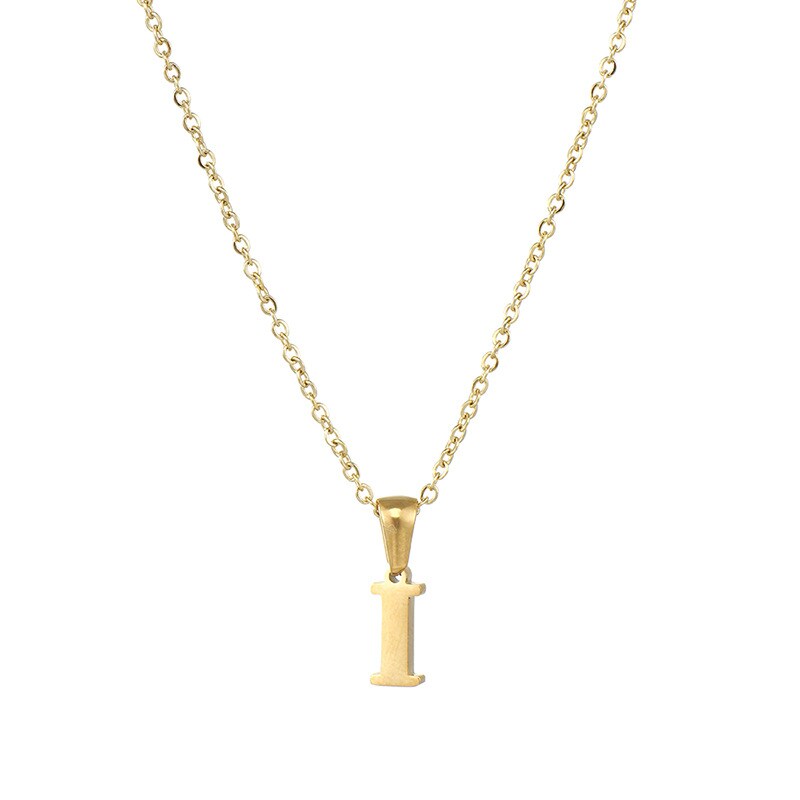 Gold color / 1 Piece Simple Series Simple Letter I Stainless Steel 18K Gold Plated Women's Pendant Necklaces Picture9